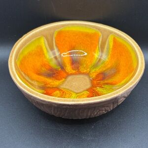 Vintage California Pottery Sequoia Orange Glazed Small Bowl 613B MCM, USA